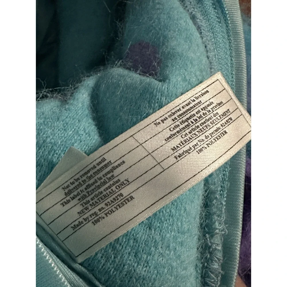 Disney Monsters Inc Sulley Costume Kids Sz 8-10 Plush Hooded Furry Jumpsuit READ